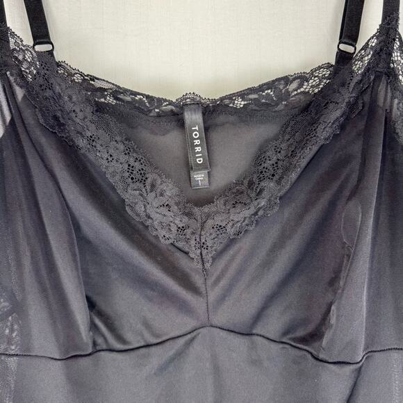Torrid Dream Satin Lace Trim Black Sleep Gown Slip Chemise Women’s Plus Size 1X - Picture 3 of 5